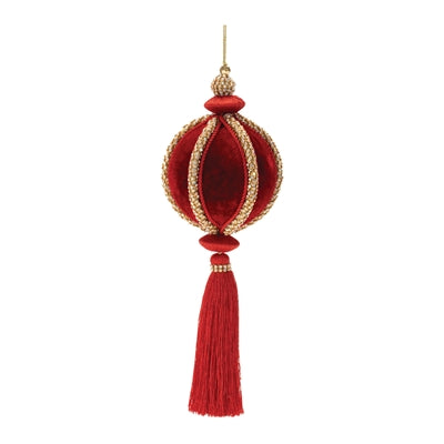 Esfera con Borla Rojo  11.5"