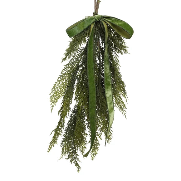 Moño Terciopelo Verde Olivo 1"