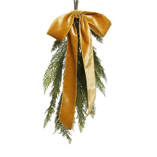 Moño Terciopelo Dorado 2.5"