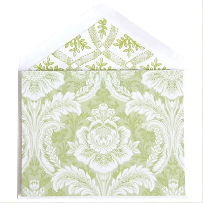 Tarjeta de Nota en Blanco con Flores Verdes Anna Griffin