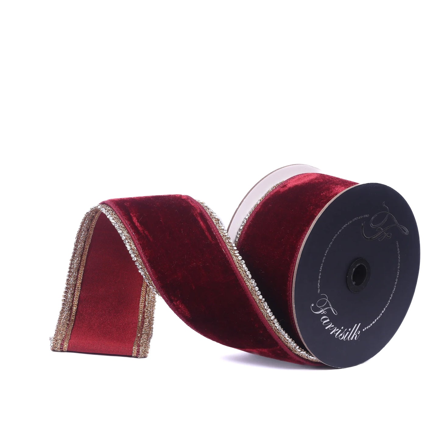 Listón Guinda Terciopelo Cristales 3"x5yd