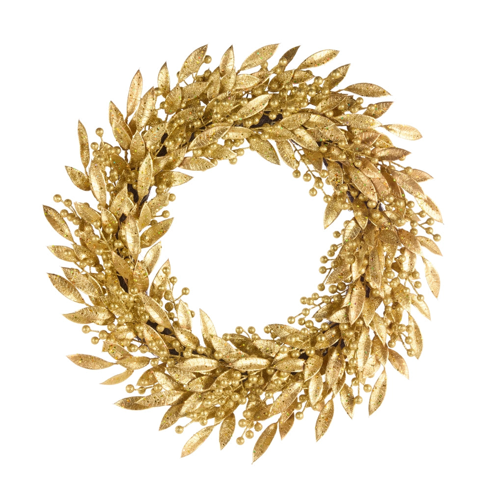 30" Gold Leaf and Berry Wreath