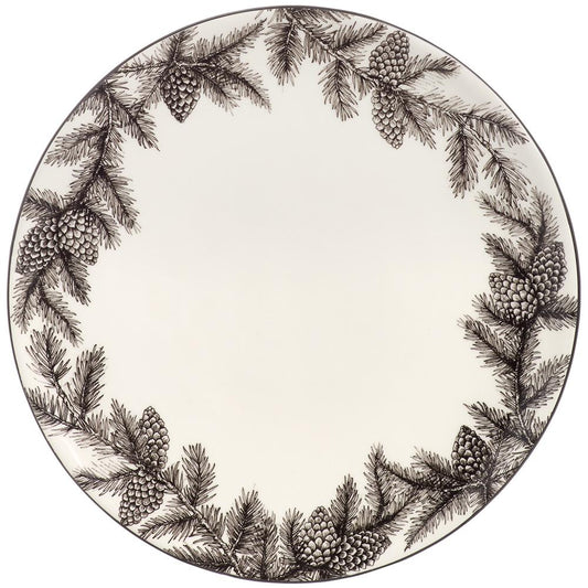 Plato de cerámica Piñas Negro/Blanco