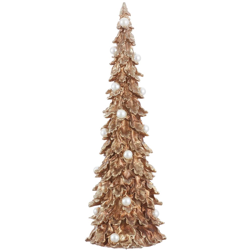 Pino Decorativo de Perlas Dorado/Rosa 25"