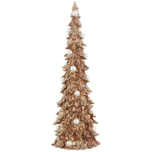 Pino Decorativo de Perlas Dorado/Rosa 25"