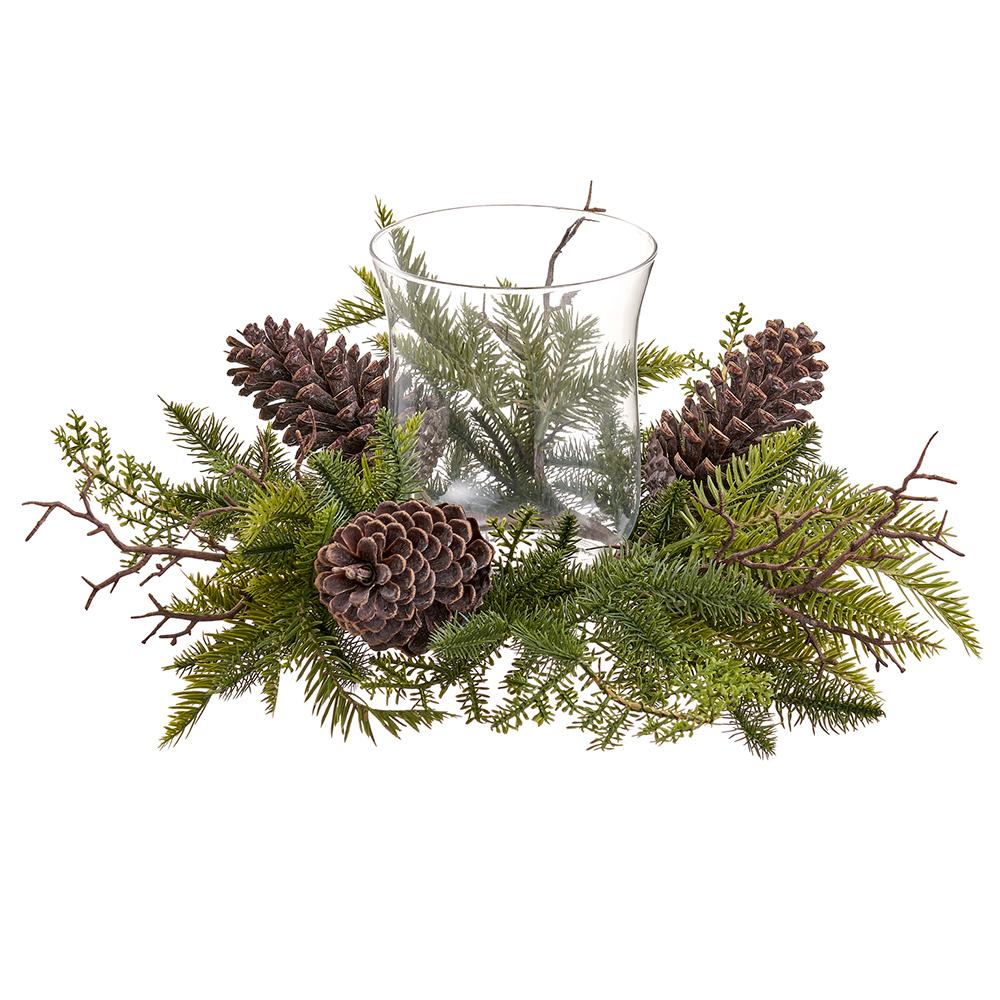 Pino Decorativo de Plástico con Piñas y Hojas 18"