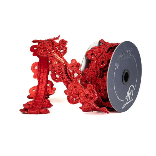 Listón Bordado Rojo 2"x5yd
