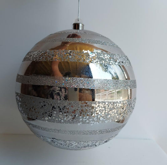 Esfera Grande Cromada con Glitter