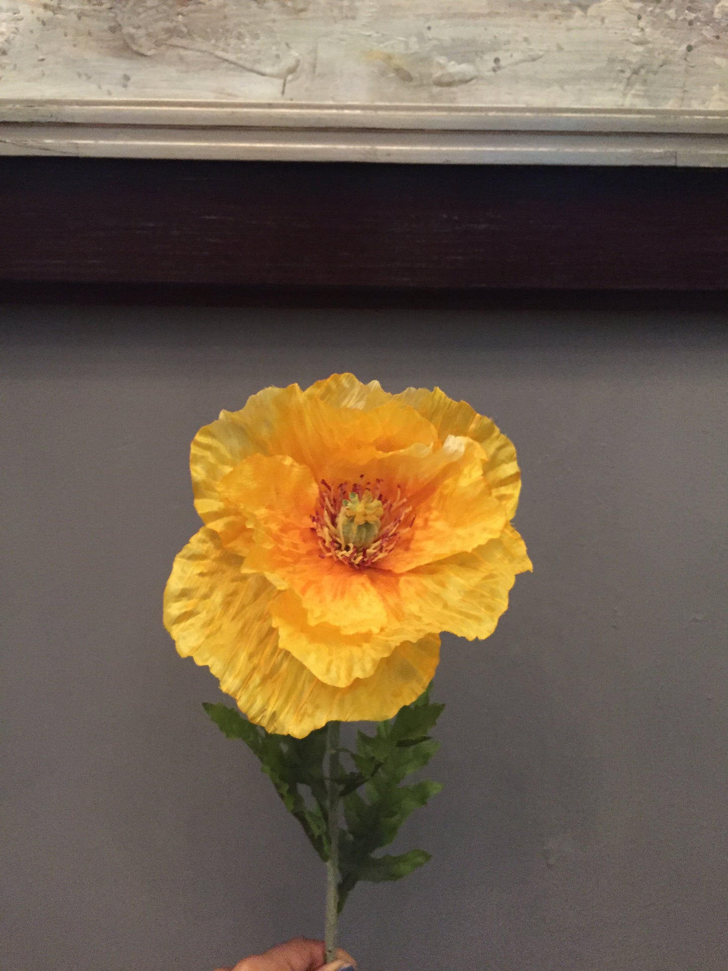 Flor artificial tipo Amapola Gigante (por pieza, 3 colores disponibles: roja, naranja y amarilla)