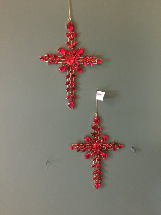 Colguije en Cruz con gemas rojas