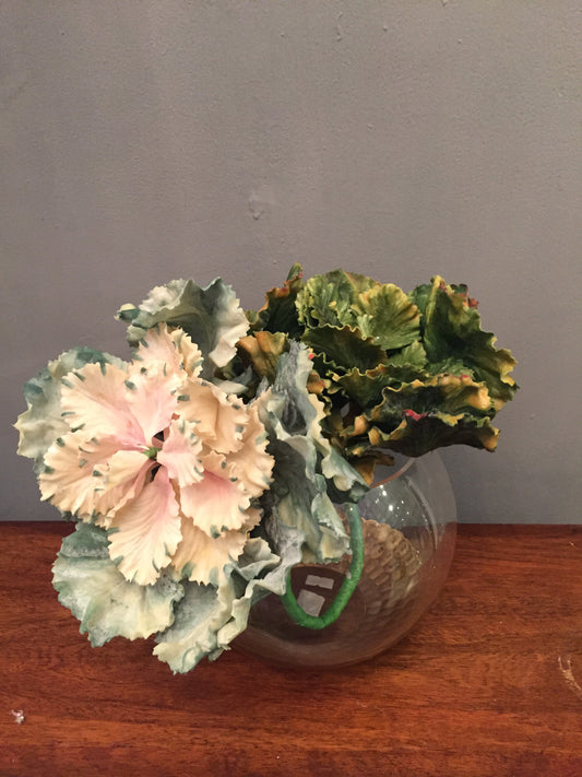 Follaje artificial Lechuga (por pieza disponible en: Verde, Verde-Amarrillo, Verde-Morada y Morada)